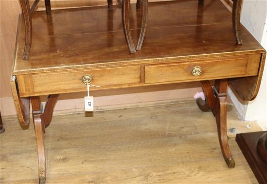 A Regency style banded mahogany sofa table W.103cm